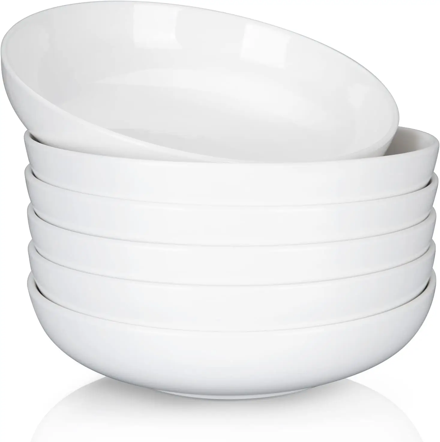22oz Porcelain Pasta Bowls Set of 6 – Large Ceramic Plates for Salad & Soup, Microwave & Dishwasher Safe