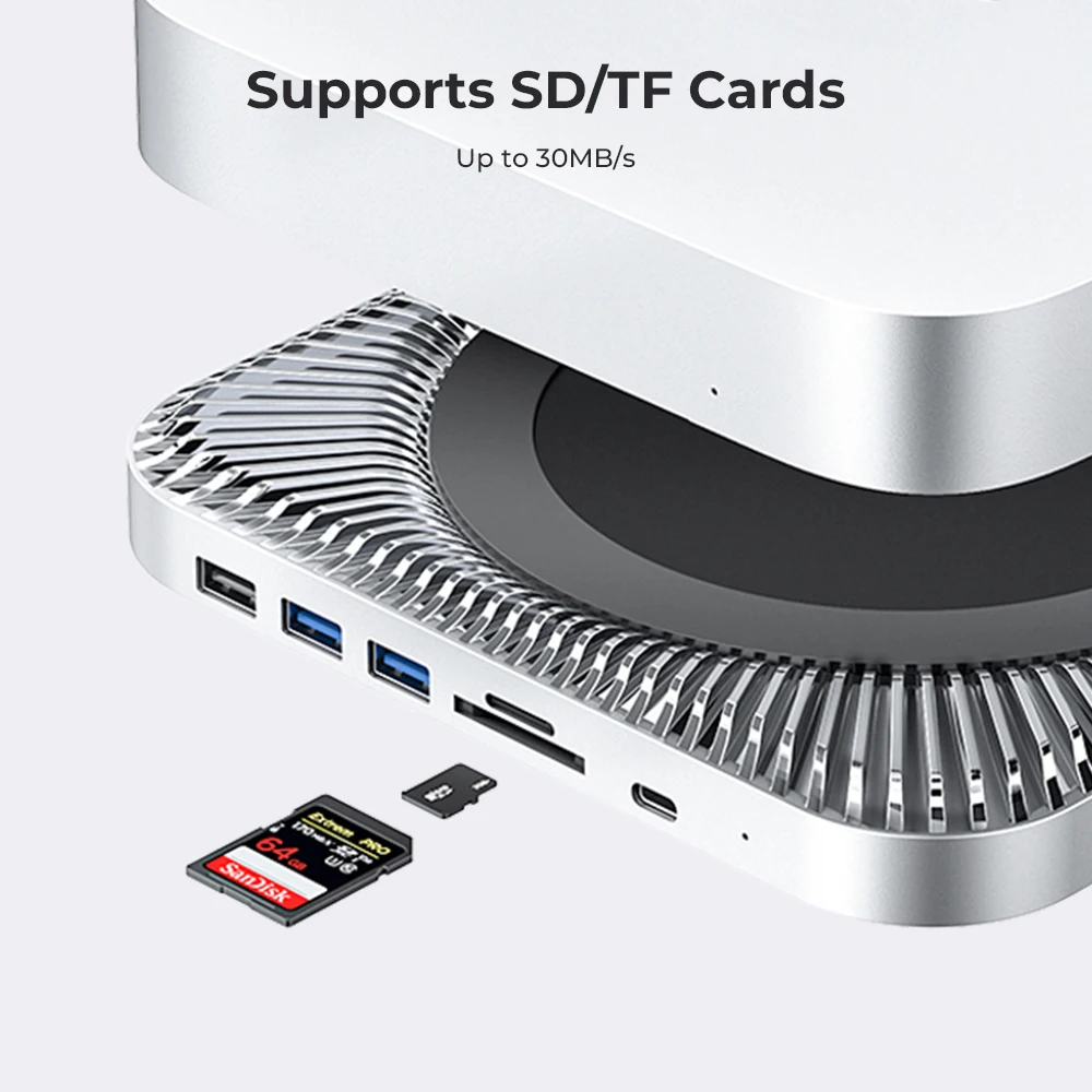 USB‑C Docking Station for Mac Mini – 7‑in‑1 Hub + SATA SSD/HDD Enclosure, SD/TF Card Reader - Image 4