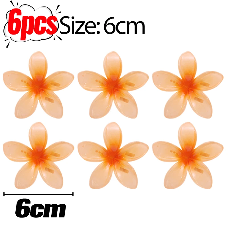 1/6Pcs Hawaiian Gradient Flower Hair Clips Small Claw Hairpin Crab Barrette Women Hair Accessories - Image 25