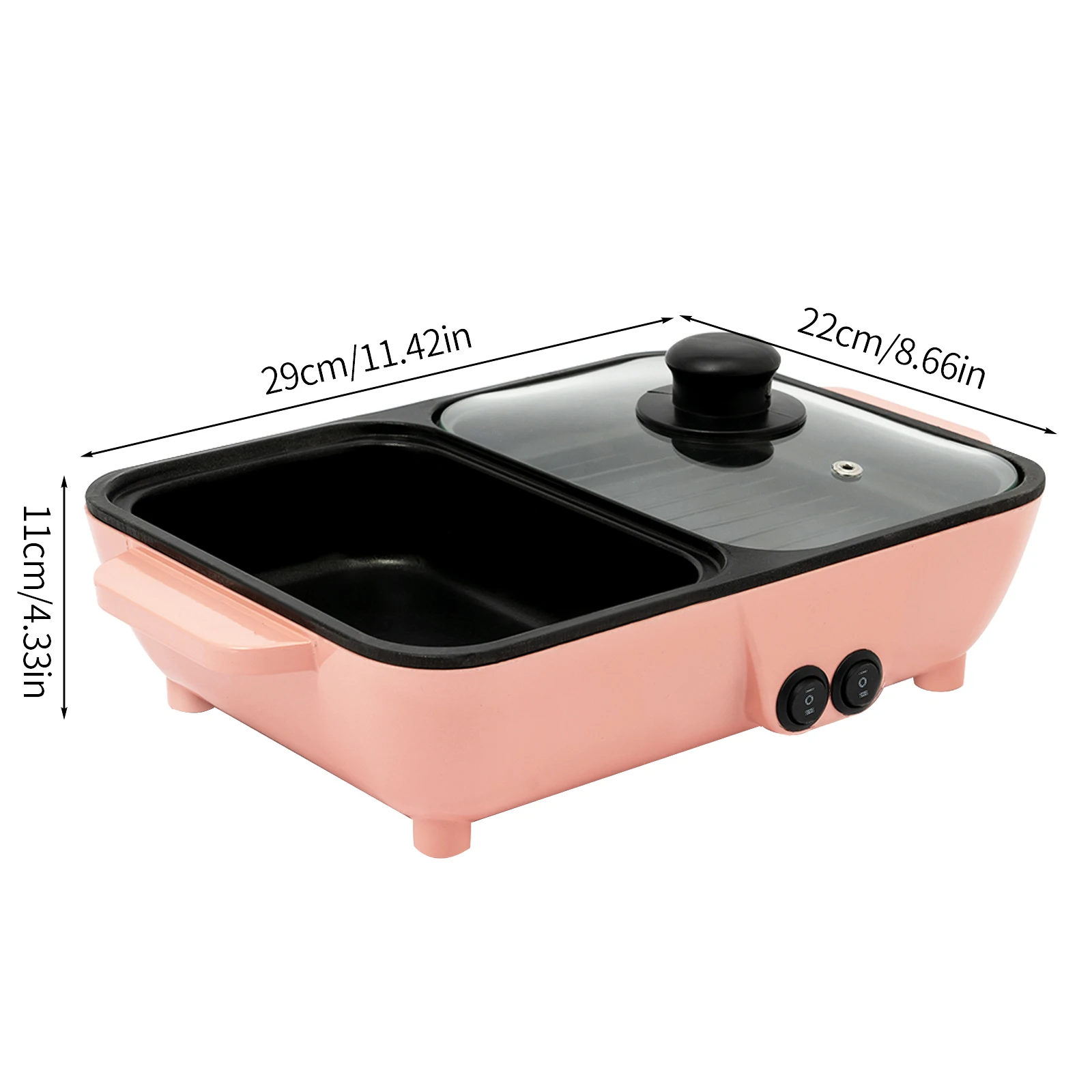 2-in-1 Mini Hot Pot and Grill Combo - Available in Pink, Blue, White for Home Cooking - Image 4