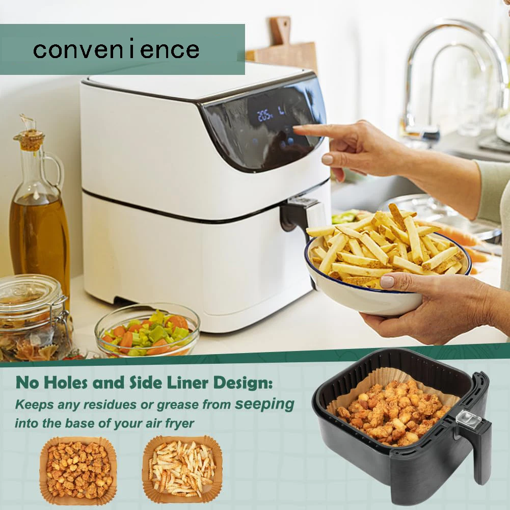 50/100PCS Disposable Non-Stick Air Fryer Paper Liners – Oil-Proof Baking Parchment Sheets