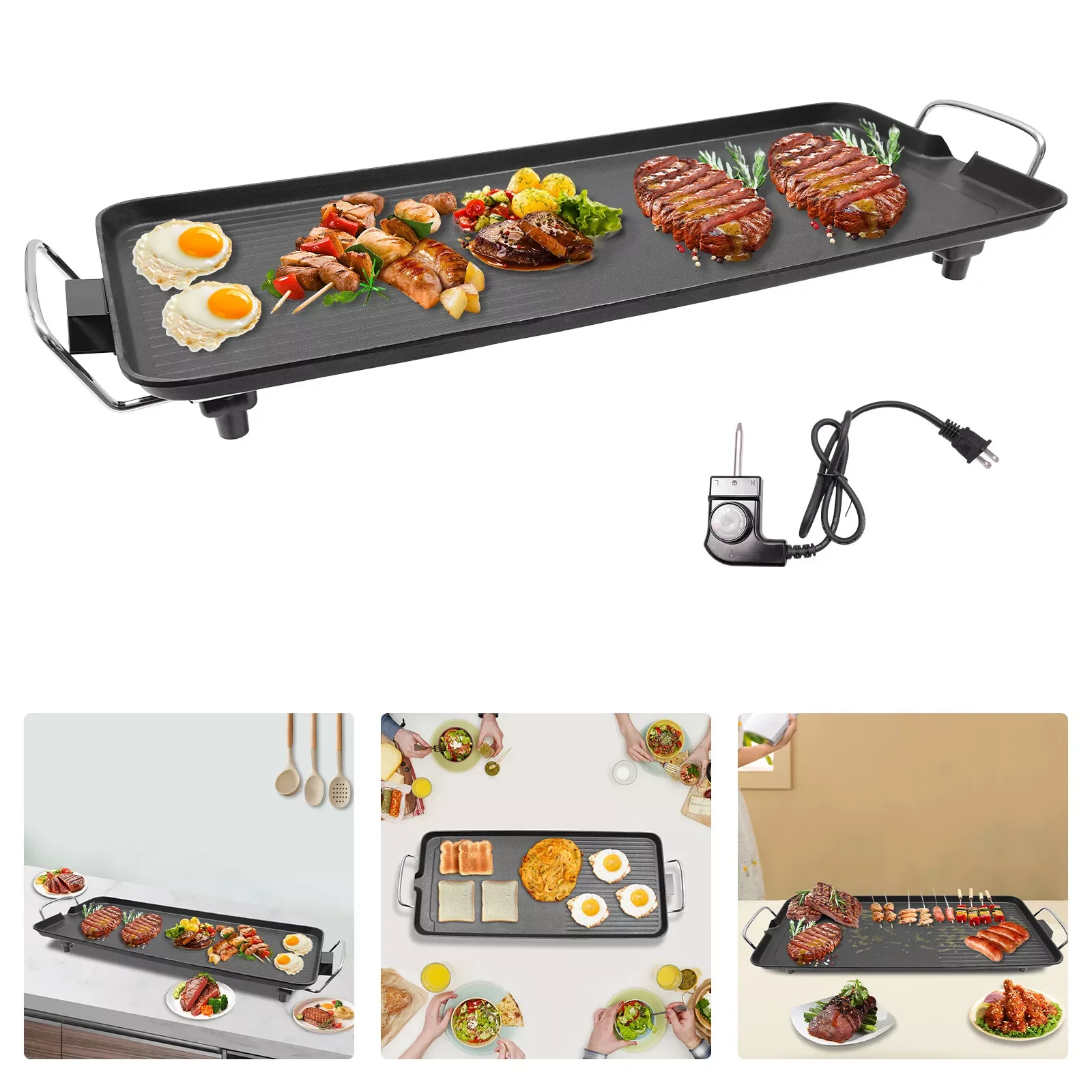 Portable Smokeless Outdoor Electric BBQ Grill 1500W – Tabletop Aluminum Alloy Barbecue