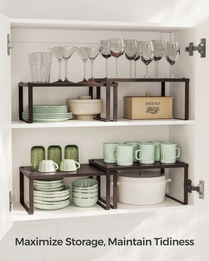 SONGMICS Stackable & Expandable Spice Rack Organizer – Cabinet & Countertop Shelf Riser - Image 3