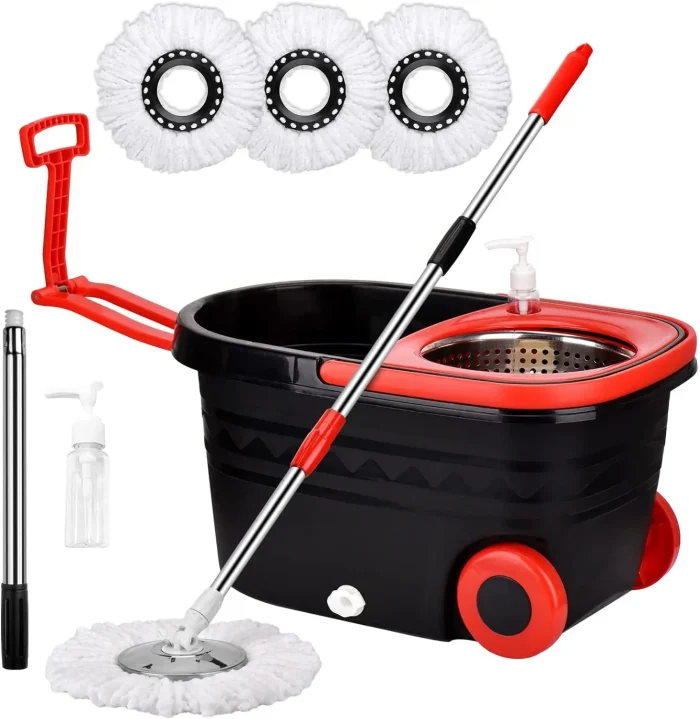 Spin Mop Bucket Set with Wheels & 61" Adjustable Handle – 360° Rotating Mop - Image 7