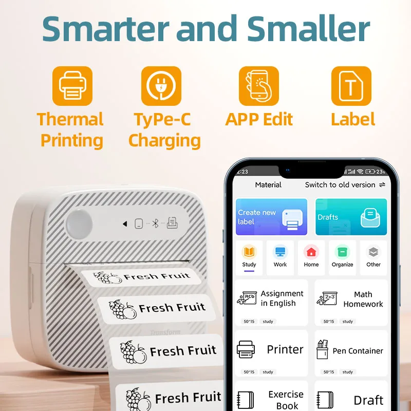 B3 Portable Photo Printer with Bluetooth iOS Android for Inkless Thermal Printing  Sticker Printer Label Maker DIY Toy Kids Gift - Image 3