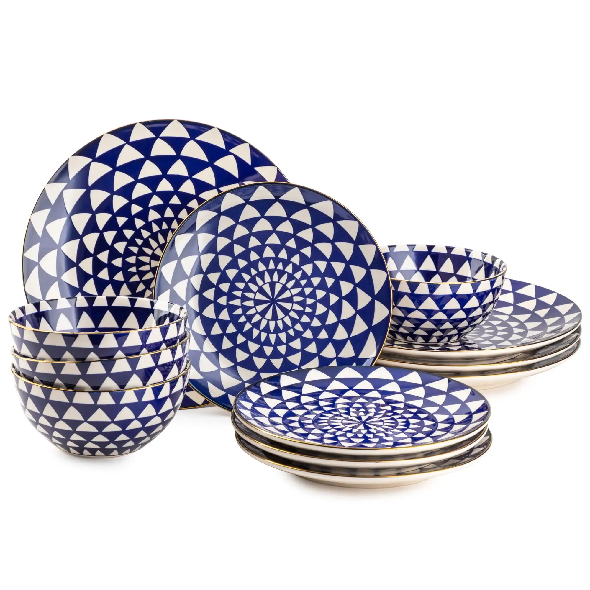 12-Piece Dinnerware Set – Durable Elegant Plates, Bowls & Cups for Everyday Use