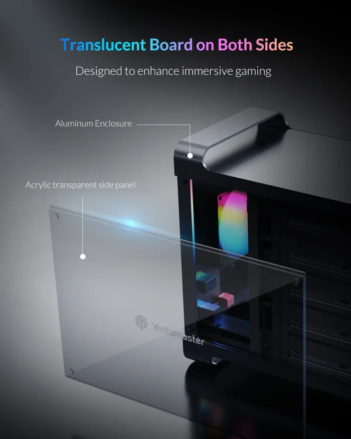 Yottamaster 5-Slot RAID External Hard Drive Enclosure, RGB Silent Fan, SATA HDD/SSD - Image 5