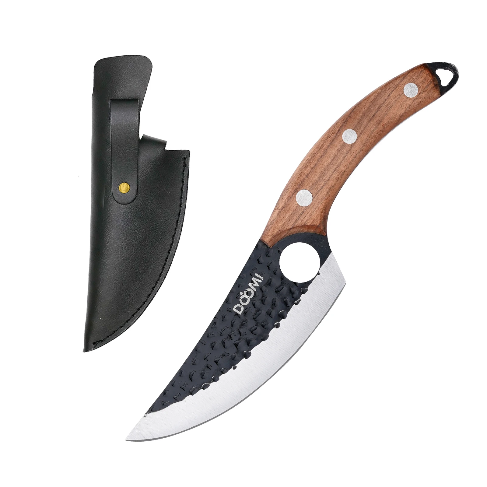 Viking Kitchen Knives Set – Hand Forged Butcher Cleaver with Sheath for Meat & Outdoor Cooking