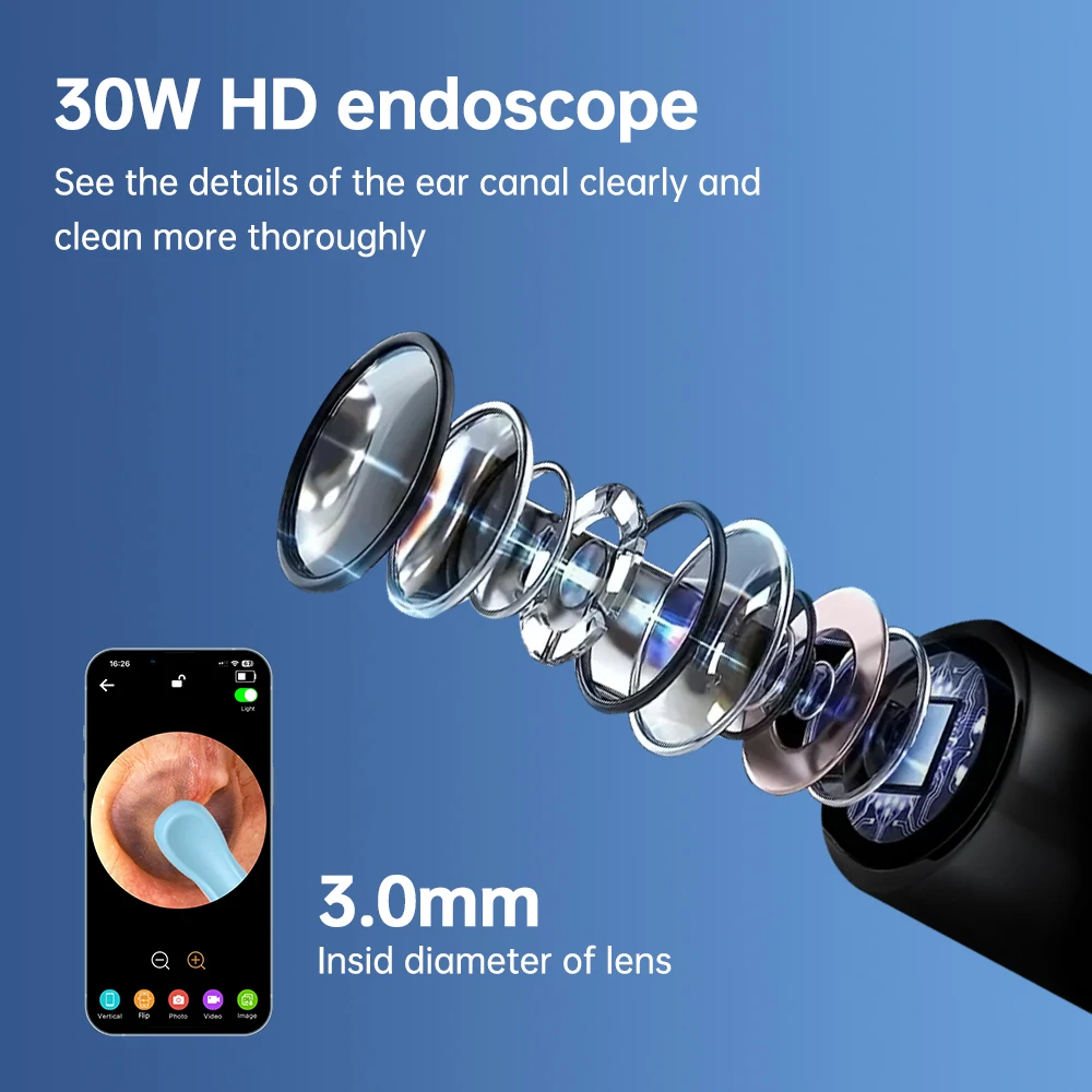 Wireless Smart Visual Ear Cleaner – 1080P HD Otoscope with 6 LED Lights, WiFi Connectivity, Ear Wax Removal Tool for iOS & Android - Image 3