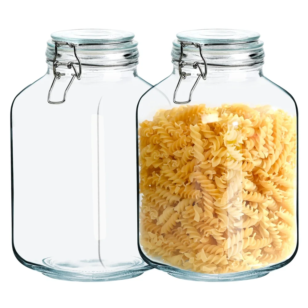 2-Pack Wide Mouth Transparent Glass Storage Jars with Airtight Lids – Cereal & Coffee Containers - Image 2