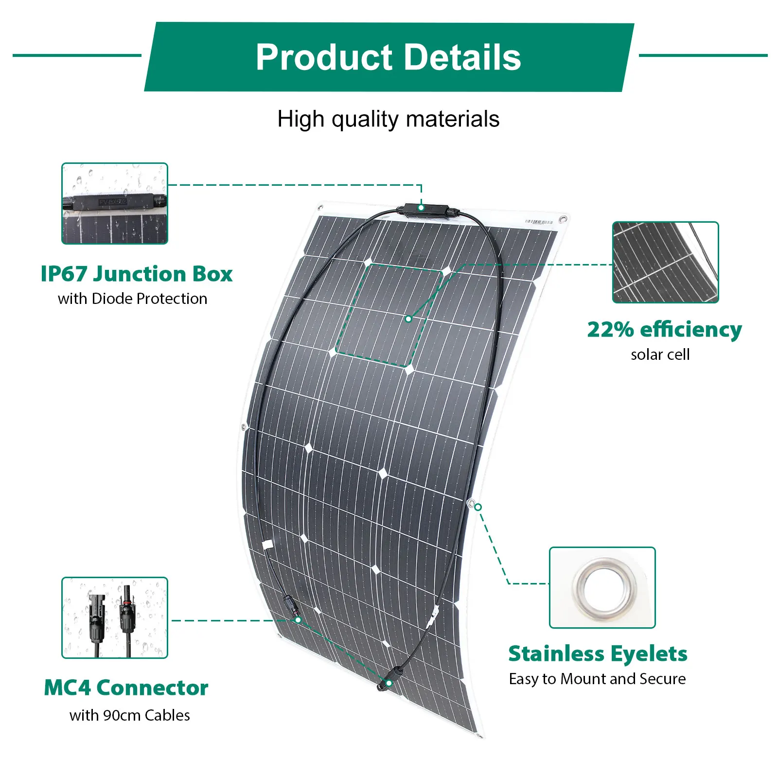 100-500W Flexible Solar Panel - Ultra-Thin Design