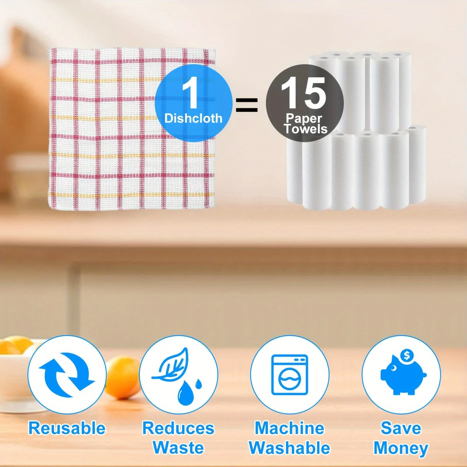 12pcs Soft Absorbent Dish Cloths, Reusable & Durable Kitchen Towels - Image 3