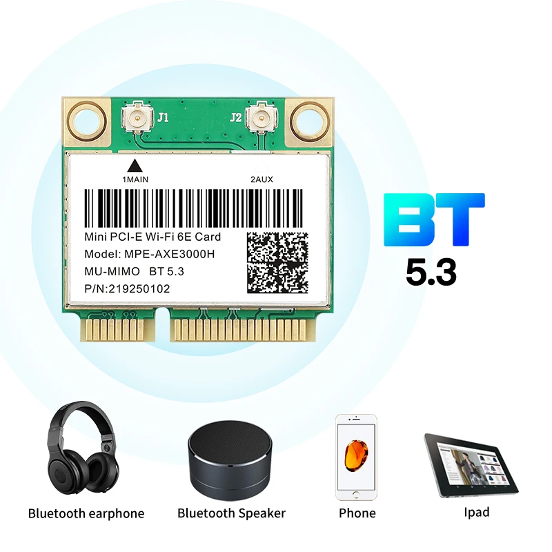 Tri Band 5374Mbps WiFi 6E AX210 Mpe-AXE3000H/ AC7265 Wireless Card BT 5.3 For Mini PCIE Wi-Fi Adapter Win10 For Desktop/Laptop - Image 4