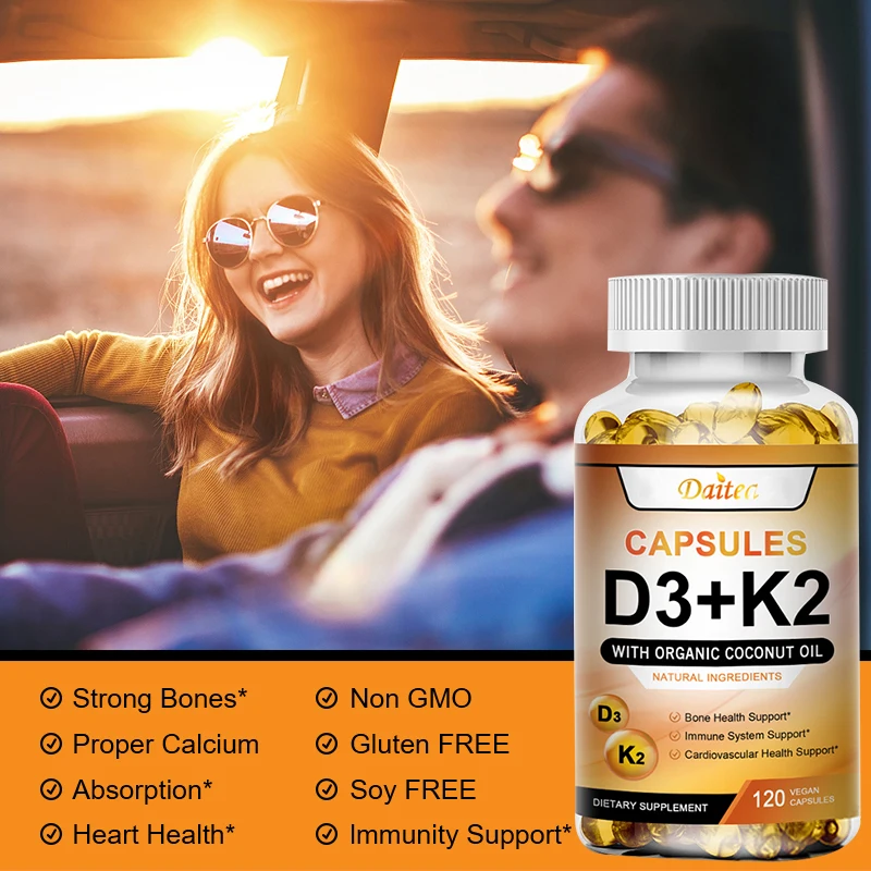 Vitamin K2 & D3 Supplement – Immune System & Bone Health Support (120 Capsules) - Image 2