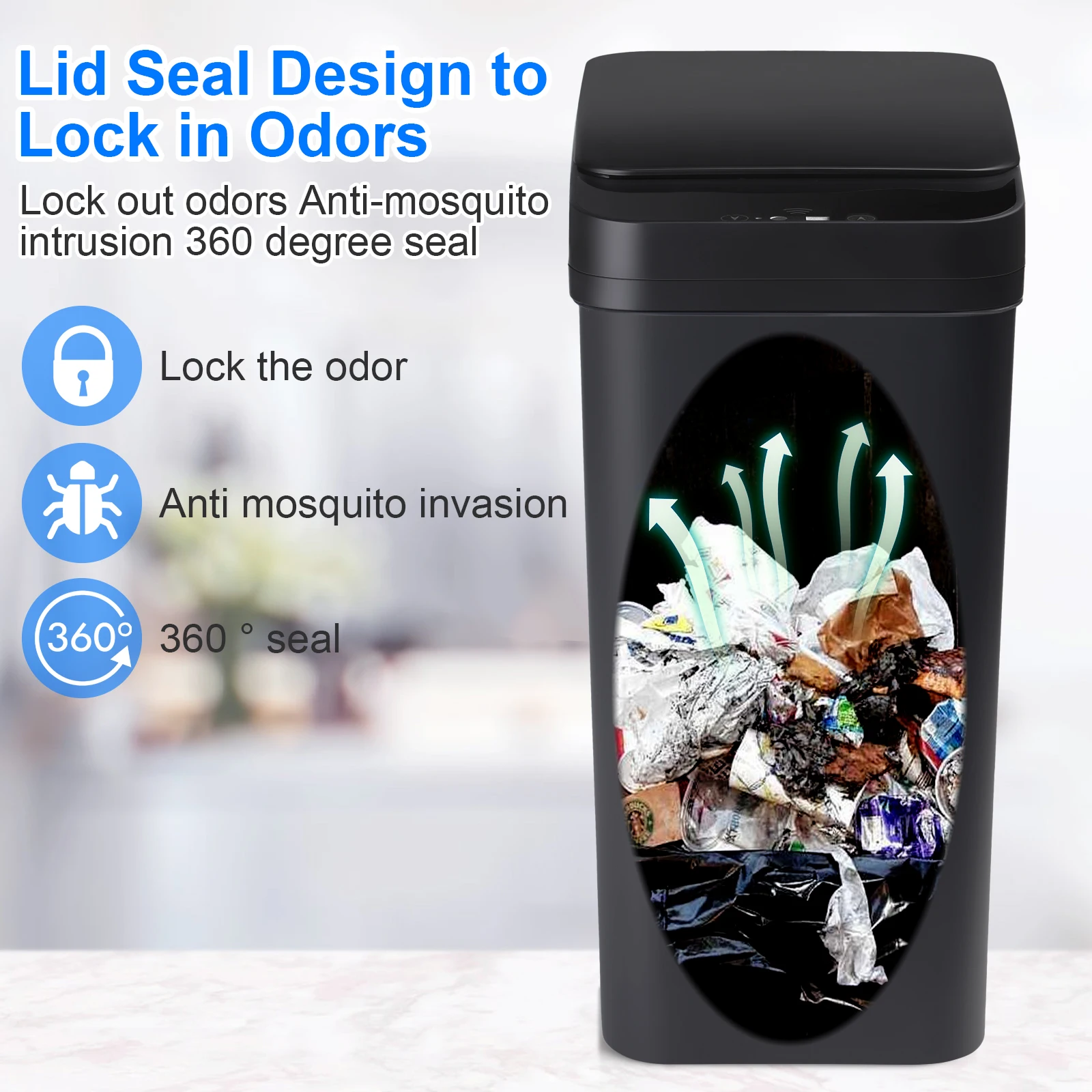 2-Pack 12L Touchless Motion Sensor Trash Cans – Automatic Slim Bathroom & Office Garbage Bins - Image 4