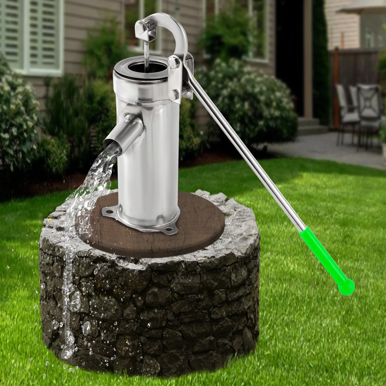 Stainless Steel Manual Water Jet Pump with Spare Parts, 8m/26.3ft Suction for Gardens & Ponds - Image 2