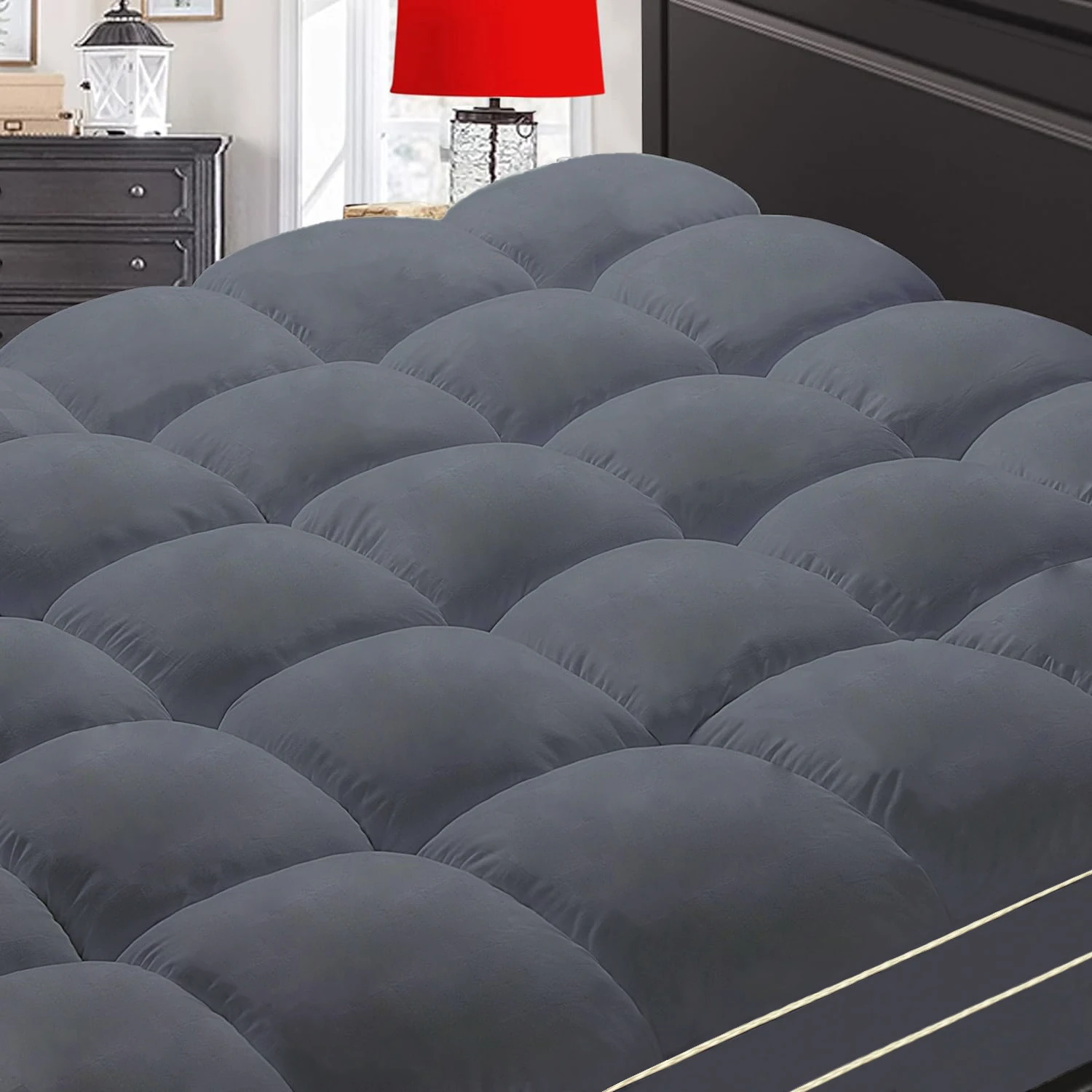 Extra Thick Mattress Topper, Mattress Pad Cover for Back Pain, Cooling Mattress Protector, Overfilled Down Alternative Filling - Image 2