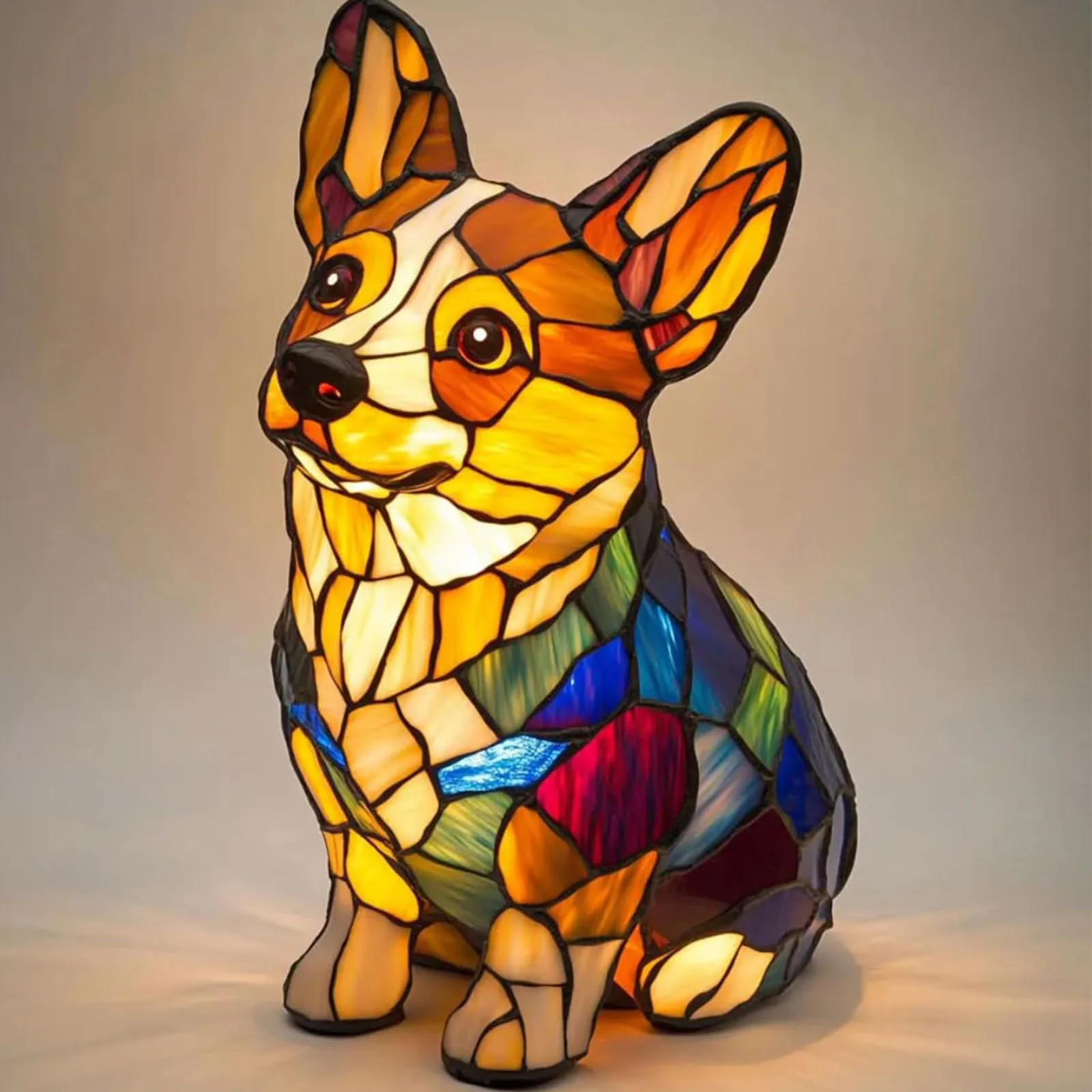 Corgi Lamp And Pug Lamp Dog Series Art Night Light Stained Resin French Tabletop Night Light Cute Pet Dogs Desktop Decorations