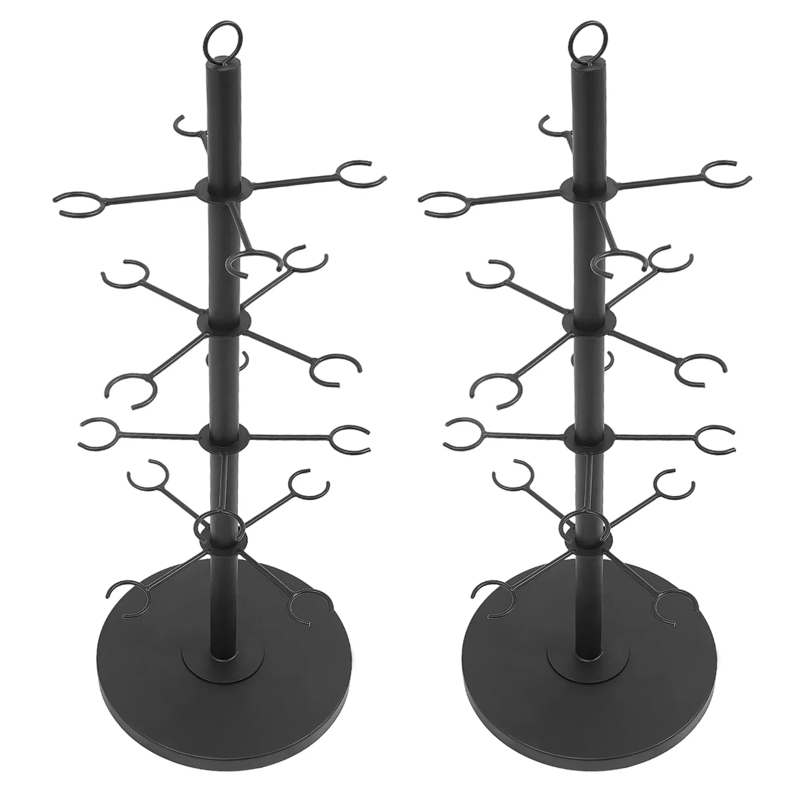 Modern 2-Tier Champagne Stand – Black Steel Wine Glass Holder, 16 Glasses per Tier, Round Base for Tabletop Display - Image 3