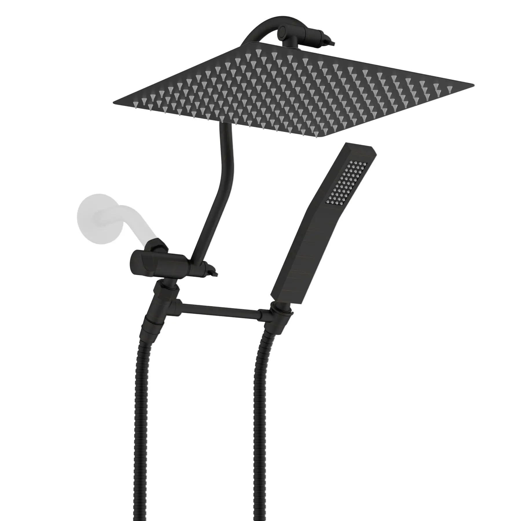 10" All Metal High Pressure Rainfall Shower Head, Handheld Wand & 71" Hose - Image 9