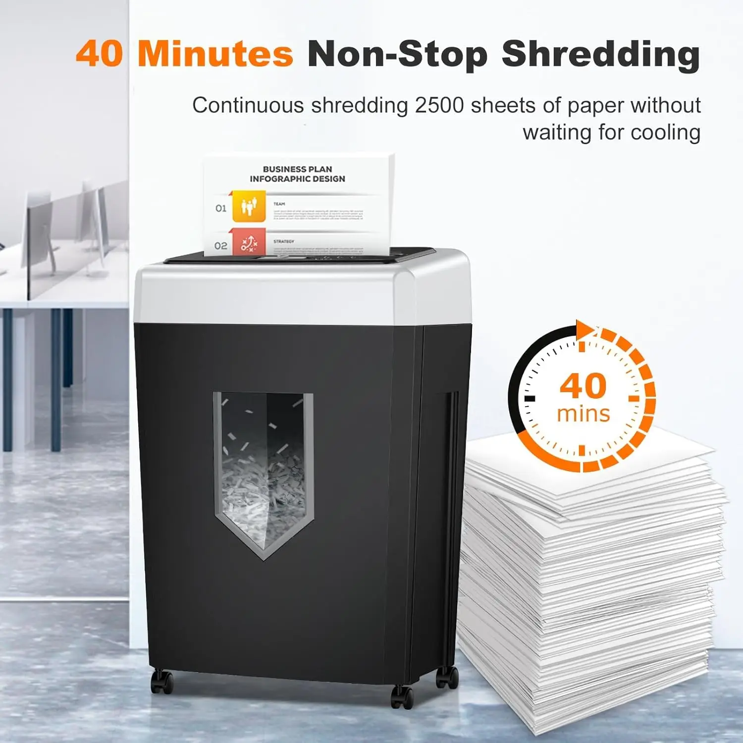 Bonsaii 15-Sheet Cross-Cut Shredder for Office, Shreds CDs/Credit Cards