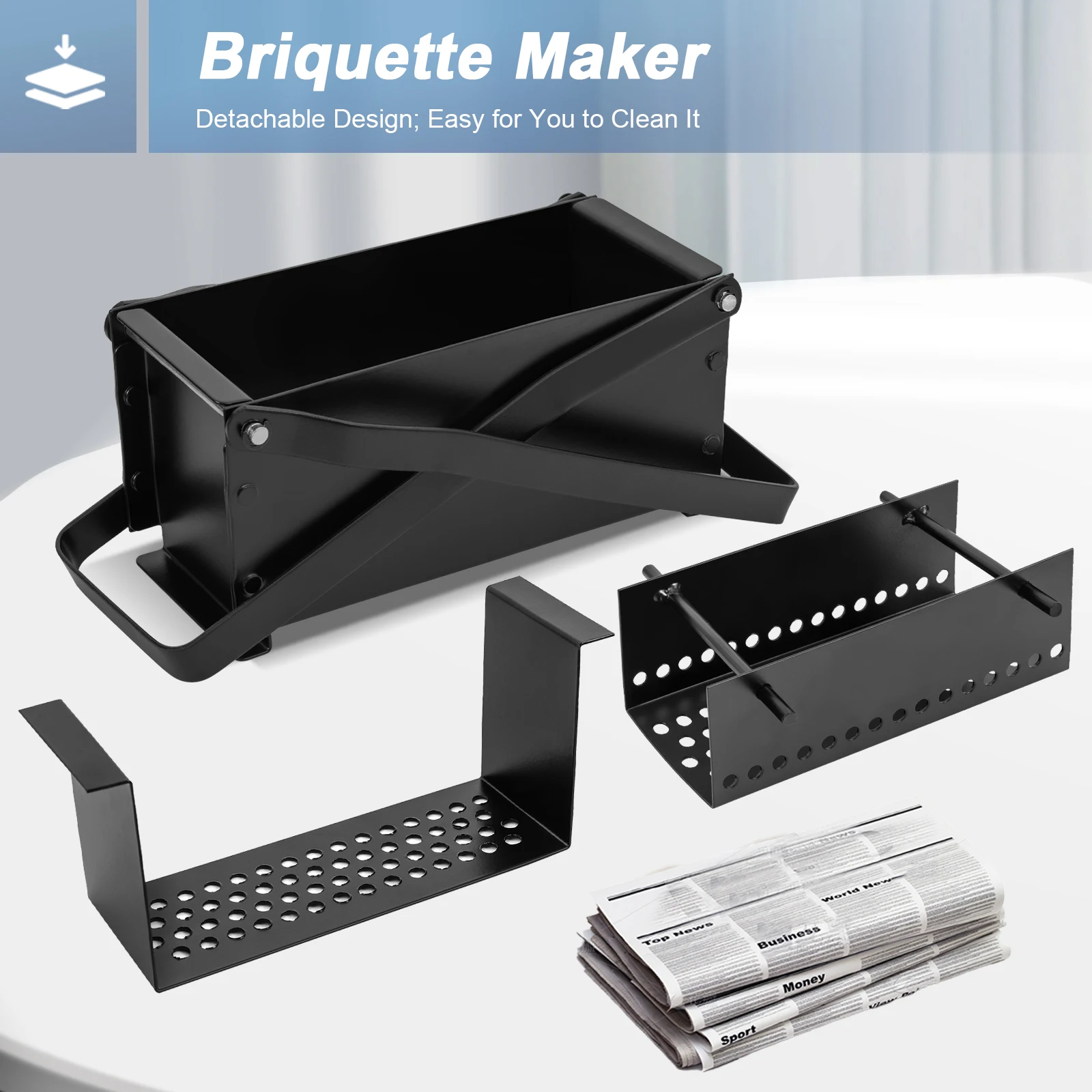 Paper Making Log Briquetting Machine, Waste Newspaper Recycling Briquetting Machine, No Fire, Environmentally Friendly， Black - Image 4