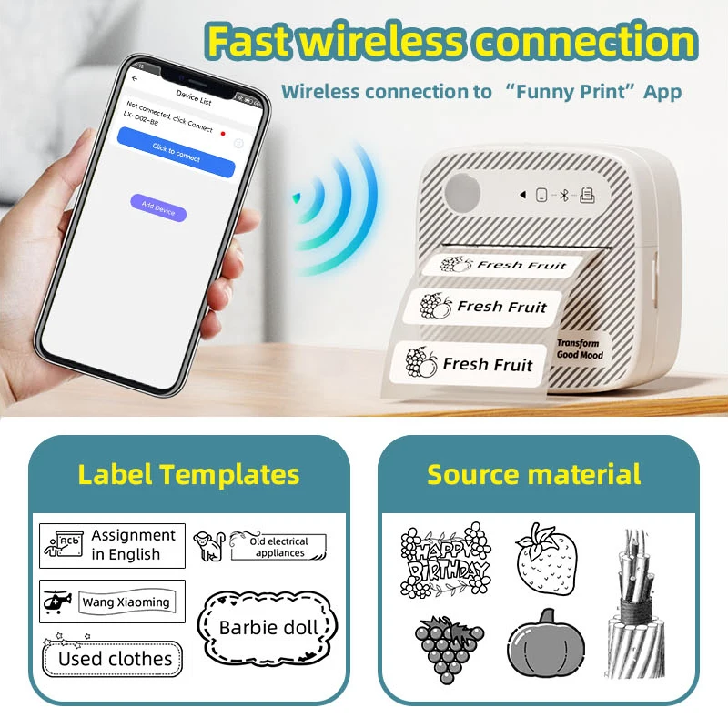 B3 Portable Photo Printer with Bluetooth iOS Android for Inkless Thermal Printing  Sticker Printer Label Maker DIY Toy Kids Gift - Image 4