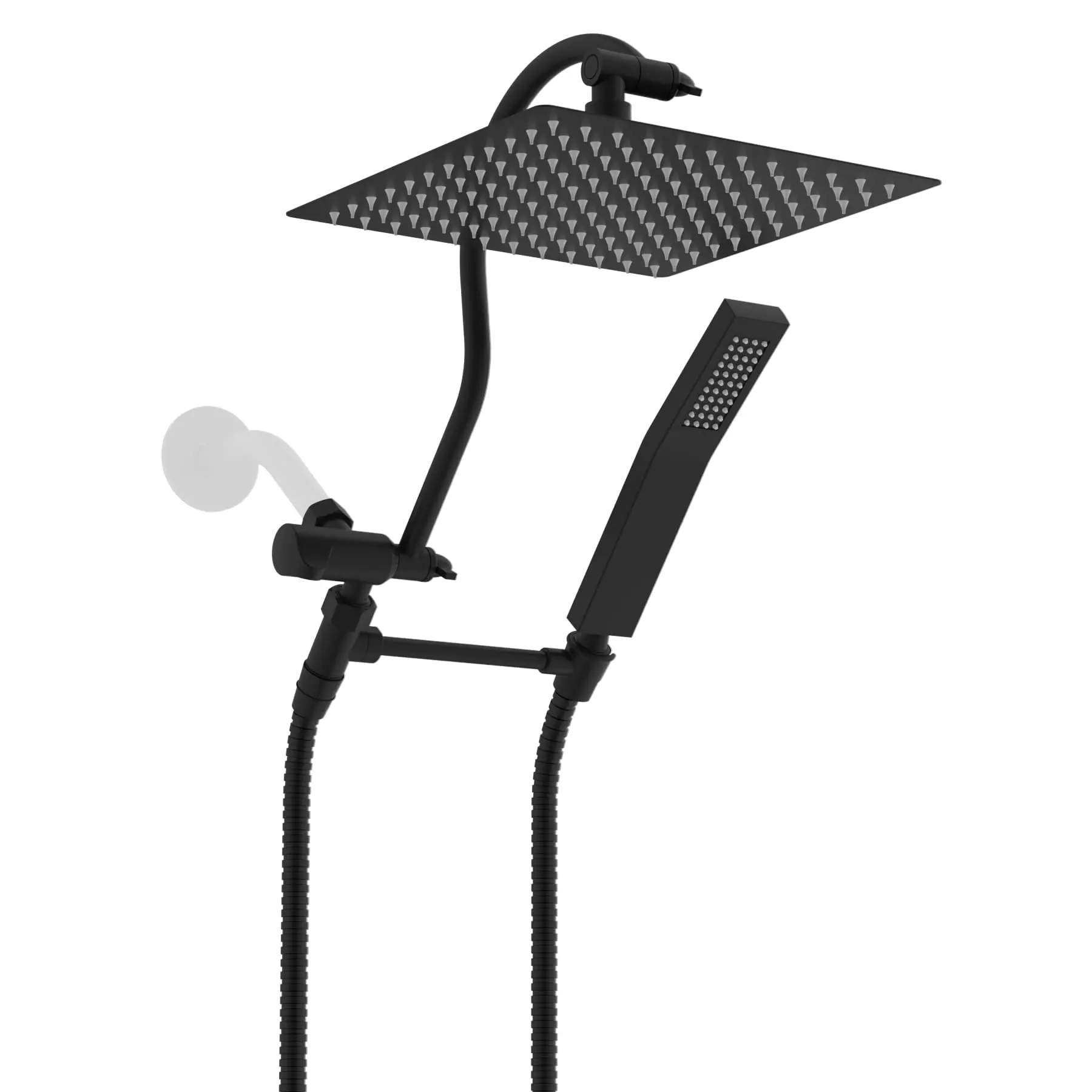 10" All Metal High Pressure Rainfall Shower Head, Handheld Wand & 71" Hose