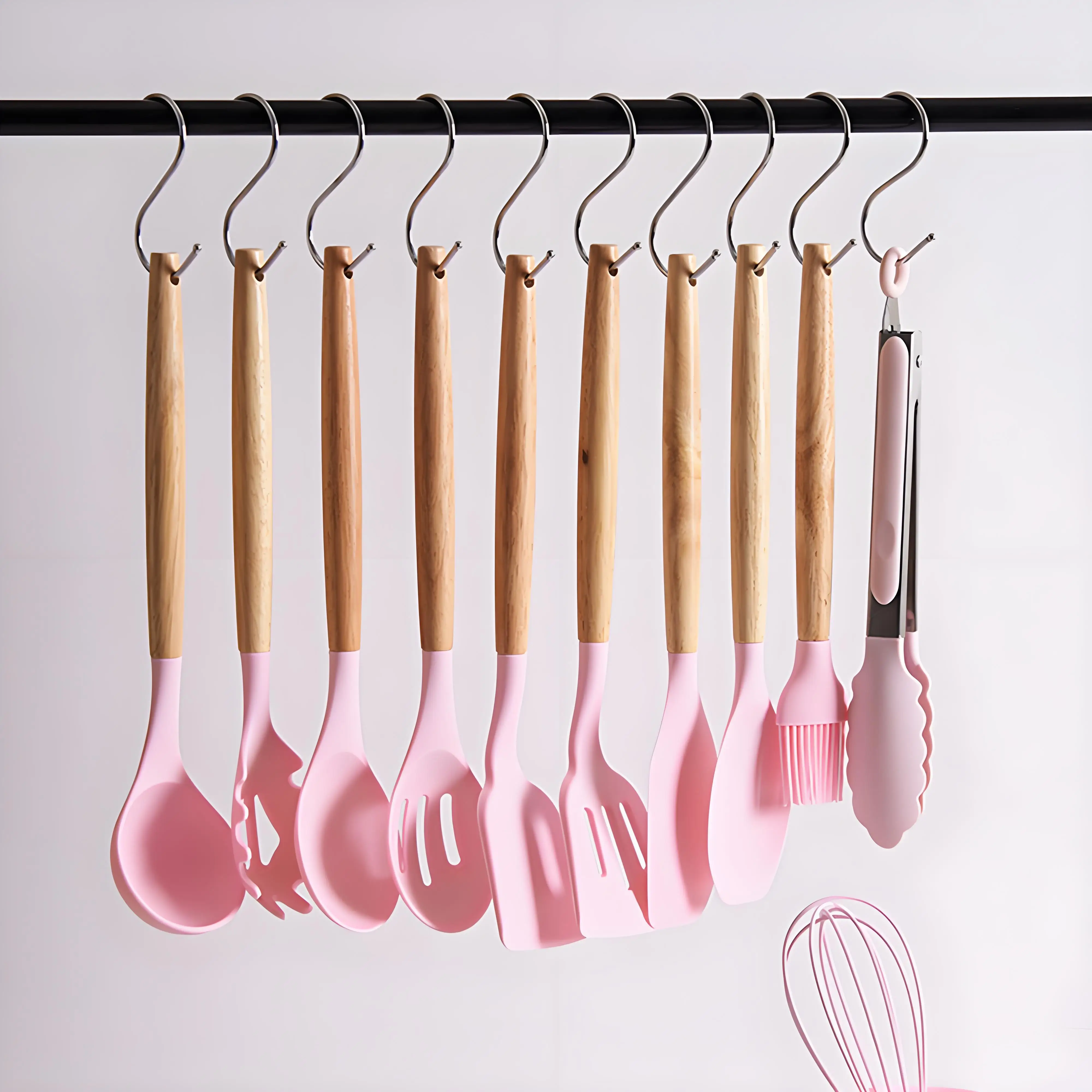 Wooden‑Handle Silicone Utensil Set 12‑pc – Heat‑Resistant, BPA‑Free, Dishwasher‑Safe - Image 2