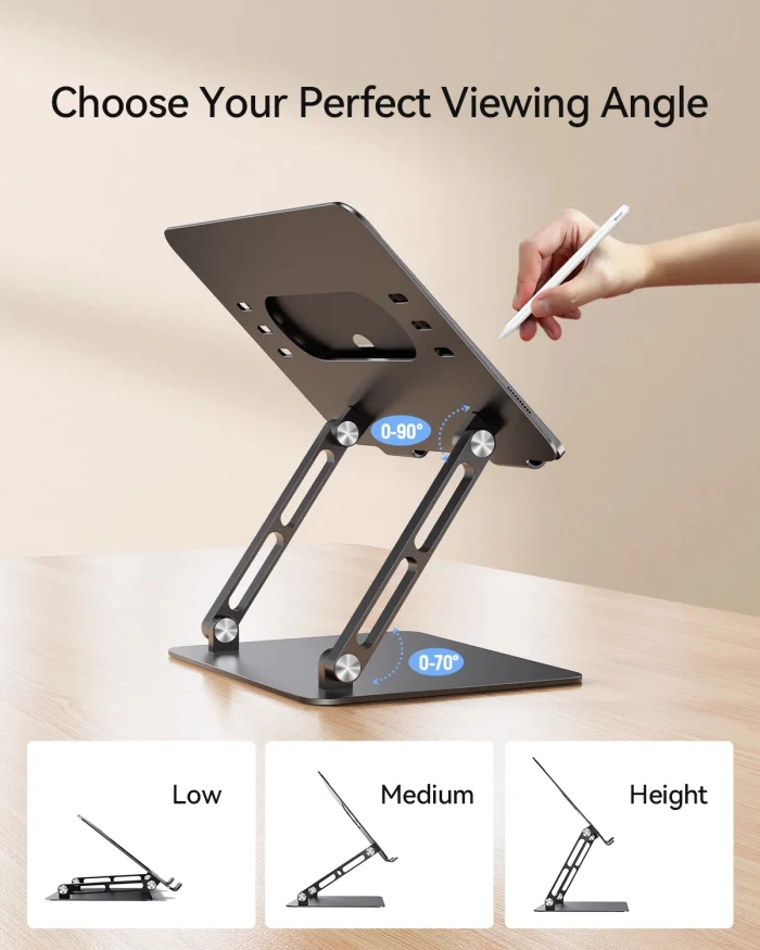 Adjustable Aluminum Laptop Stand – Ergonomic Desk Riser for 10–17″ Laptops - Image 3