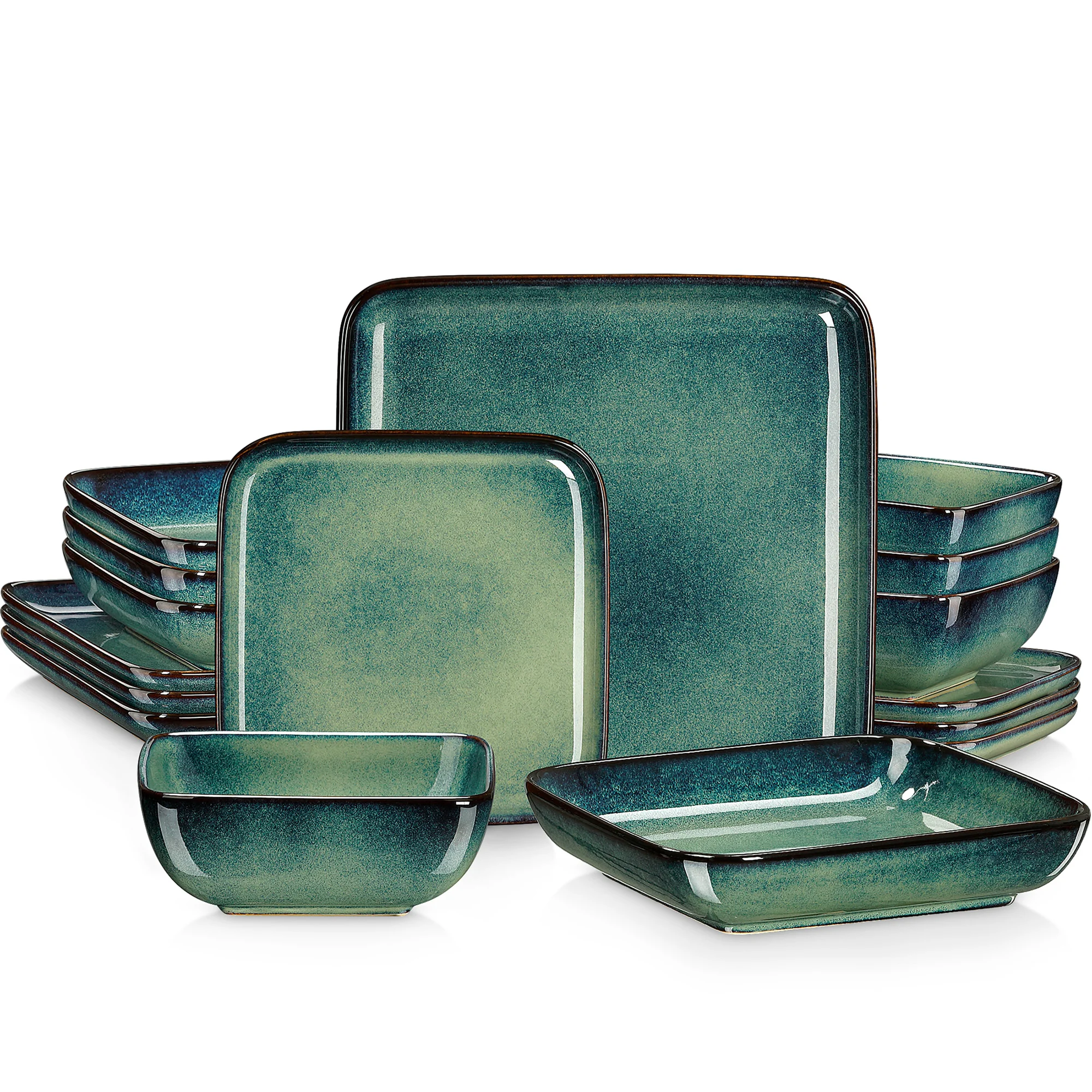 Vancasso Stern 16-Piece Blue Square Dinner Set - Kiln-Change Glaze Ceramic Tableware for 4 - Image 7