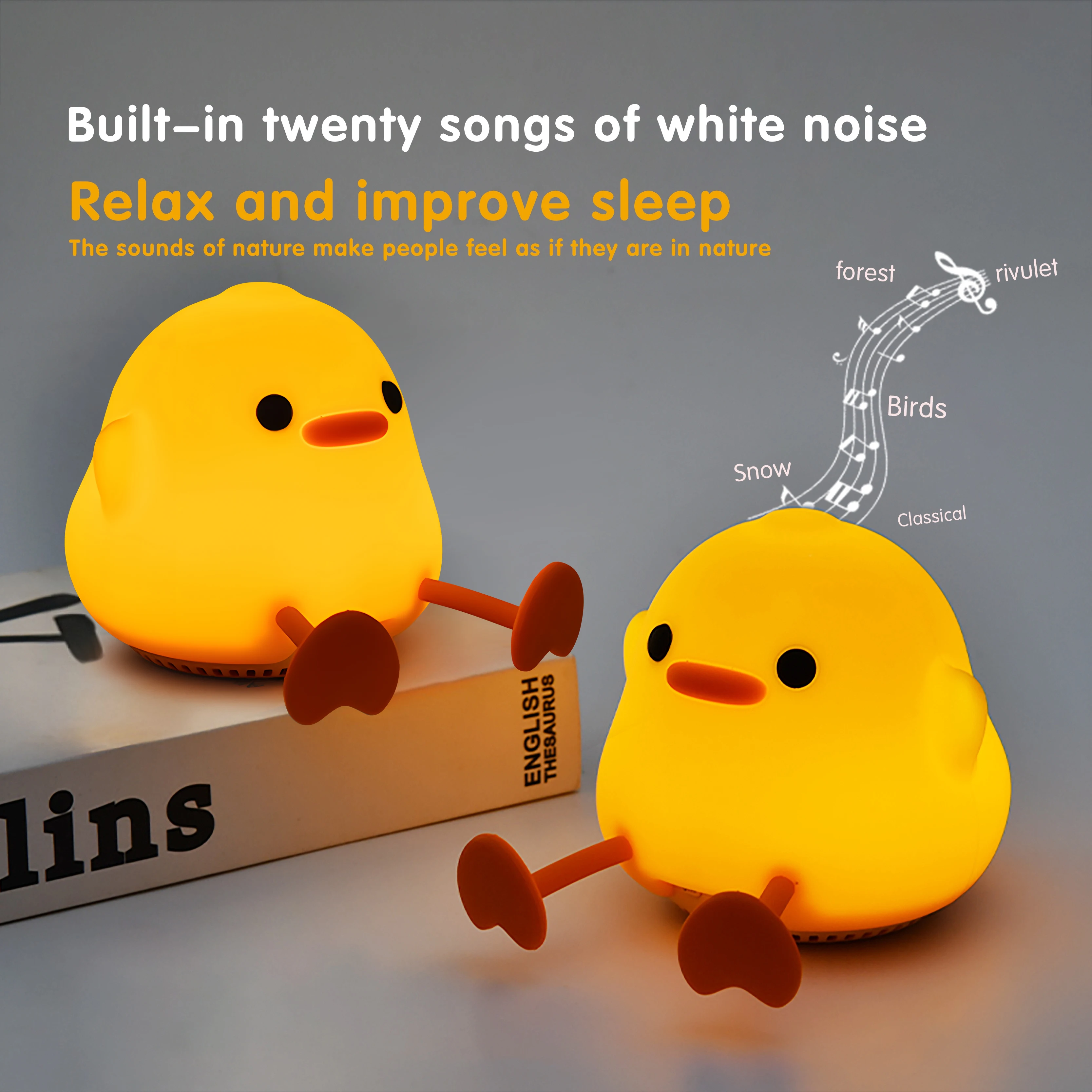 Duck Night Light with Speaker – Rechargeable Baby Lamp with 20 Soothing Sounds - Image 3