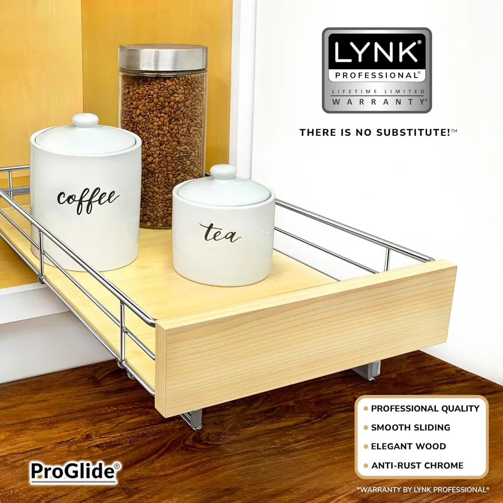 SELECT Pull-Out Cabinet Organizer – Sliding Wood & Chrome Pantry Drawers for Kitchen Cabinets