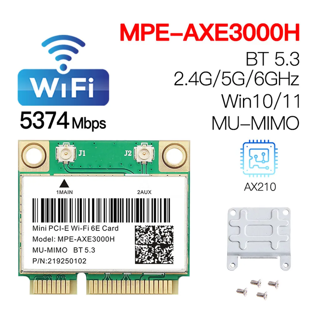 Tri Band 5374Mbps WiFi 6E AX210 Mpe-AXE3000H/ AC7265 Wireless Card BT 5.3 For Mini PCIE Wi-Fi Adapter Win10 For Desktop/Laptop - Image 2