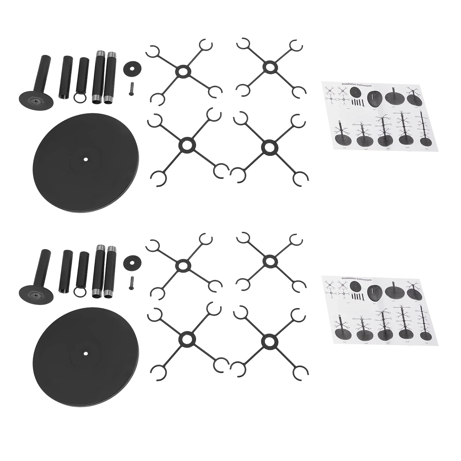 Modern 2-Tier Champagne Stand – Black Steel Wine Glass Holder, 16 Glasses per Tier, Round Base for Tabletop Display - Image 4