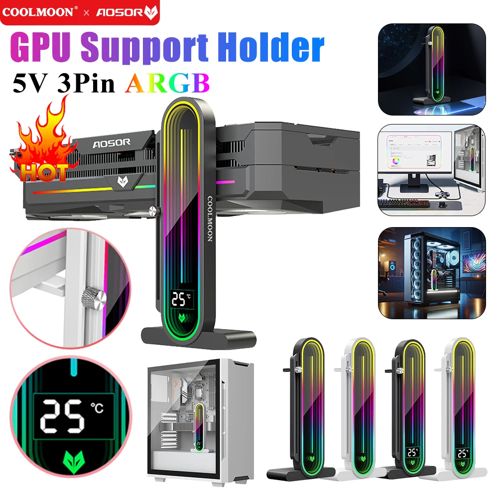 ARGB Graphics Card Bracket - Magnetic Base, GPU Support Stand, Aluminum Alloy