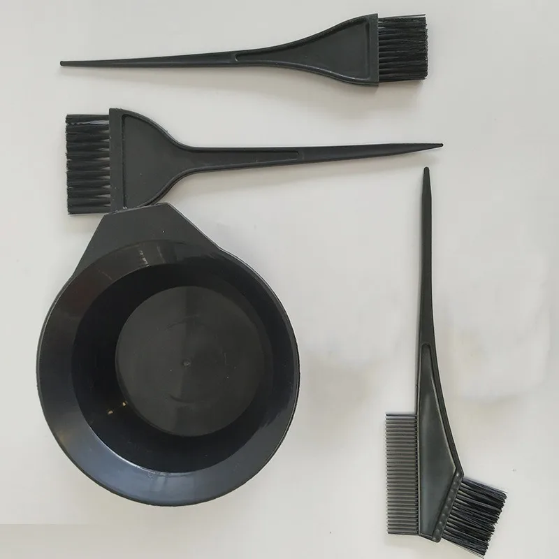 4Pcs Hair Dyeing Kit – Mixing Bowl, Brushes & Comb for DIY Coloring 