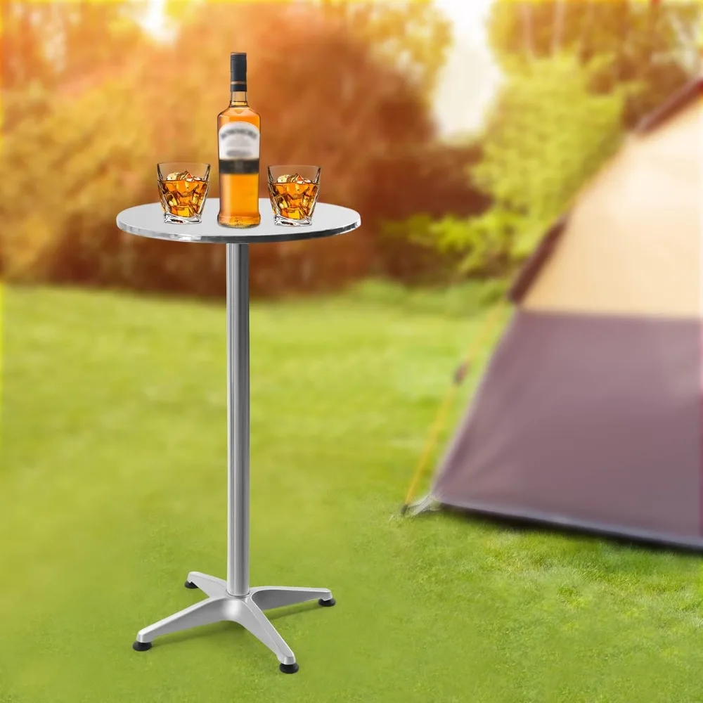 23.6" Round Pub Table Bistro Bar Height Cocktail Table W/ 90° Foldable - Image 4