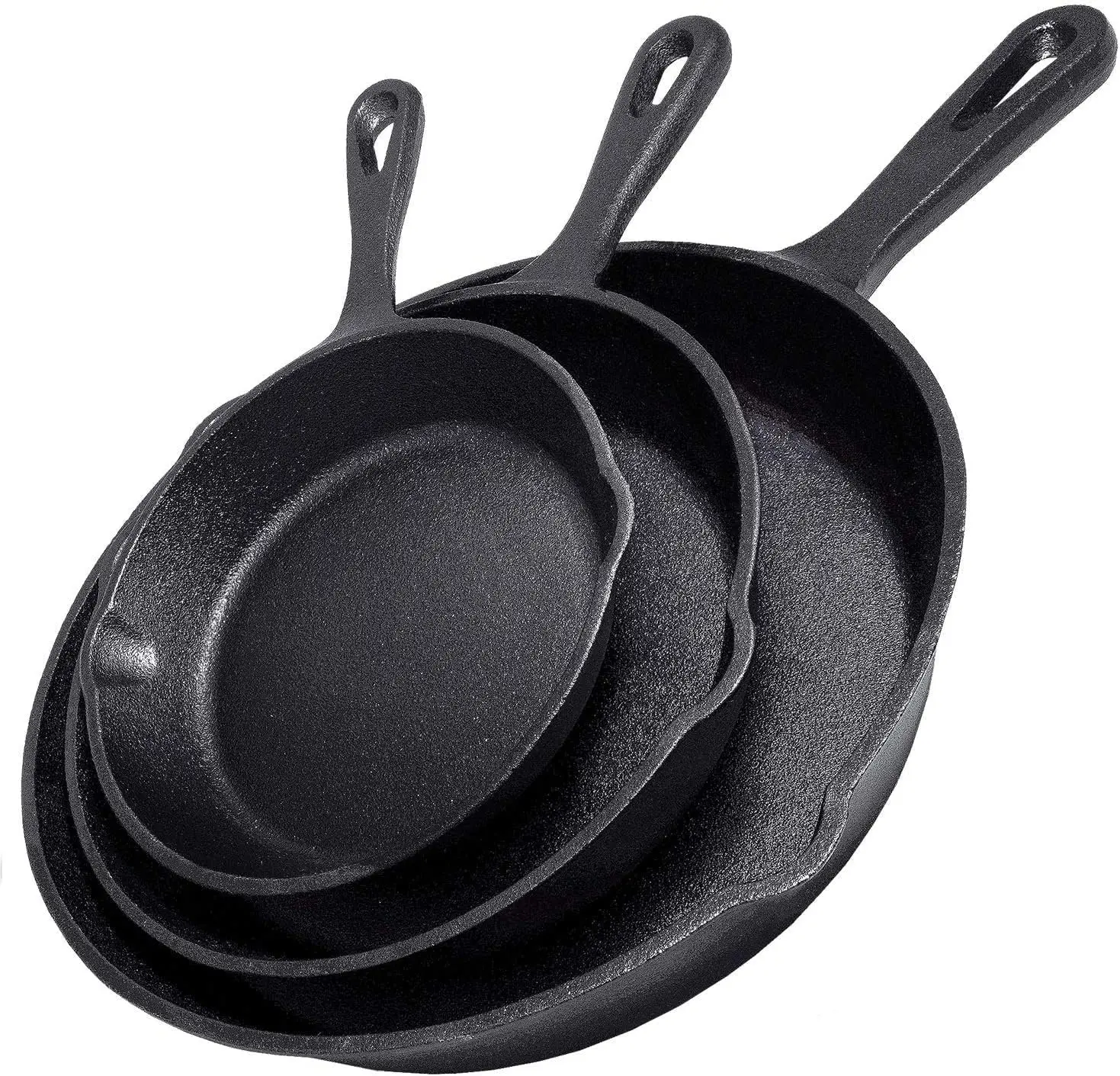 Pre‑Seasoned 3‑Piece Cast Iron Skillet Set – 6″, 8″ & 10″ Frying Pans