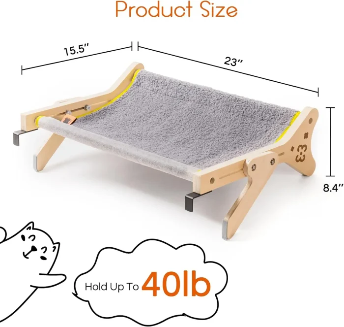 Mewoofun 2-in-1 Cat Window Perch Hammock, Adjustable Steady Cat Bed for Indoor Cats - Image 2