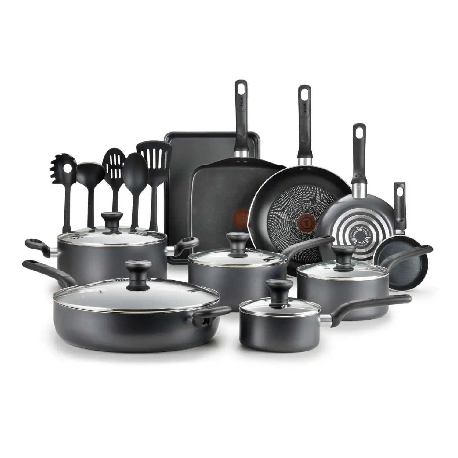 20-Piece Nonstick Pots and Pans Cookware Set – Grey, Durable Non-Stick Kitchen Cookware