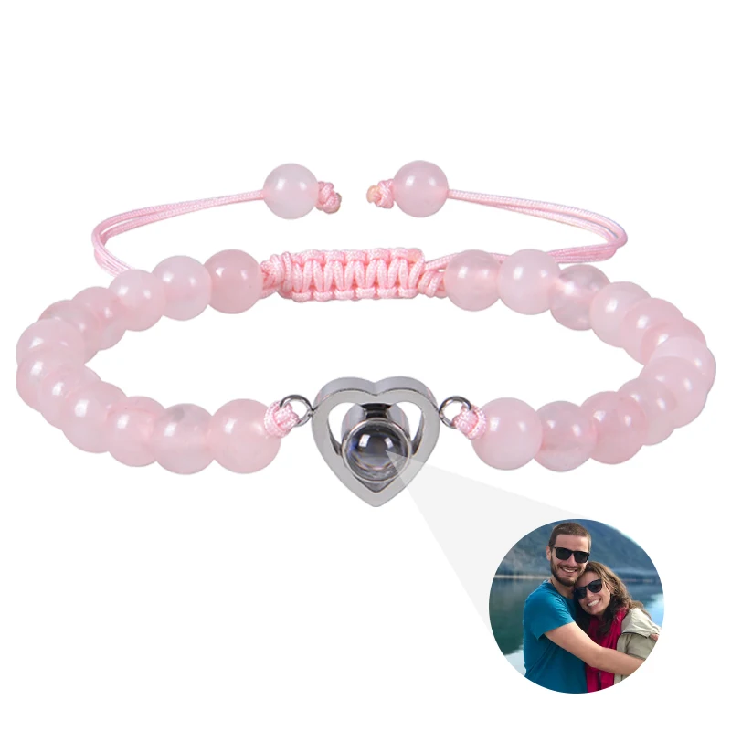 2023 New "I Love You" 100 Languages Bracelets Personalized Photo Projection Bracelet Custom Photo Natural Stone Couple Bracelet - Image 19