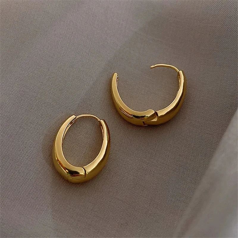 2024 Classic Copper Alloy Smooth Metal Hoop Earrings – Korean Fashion for Daily Wear - Image 5