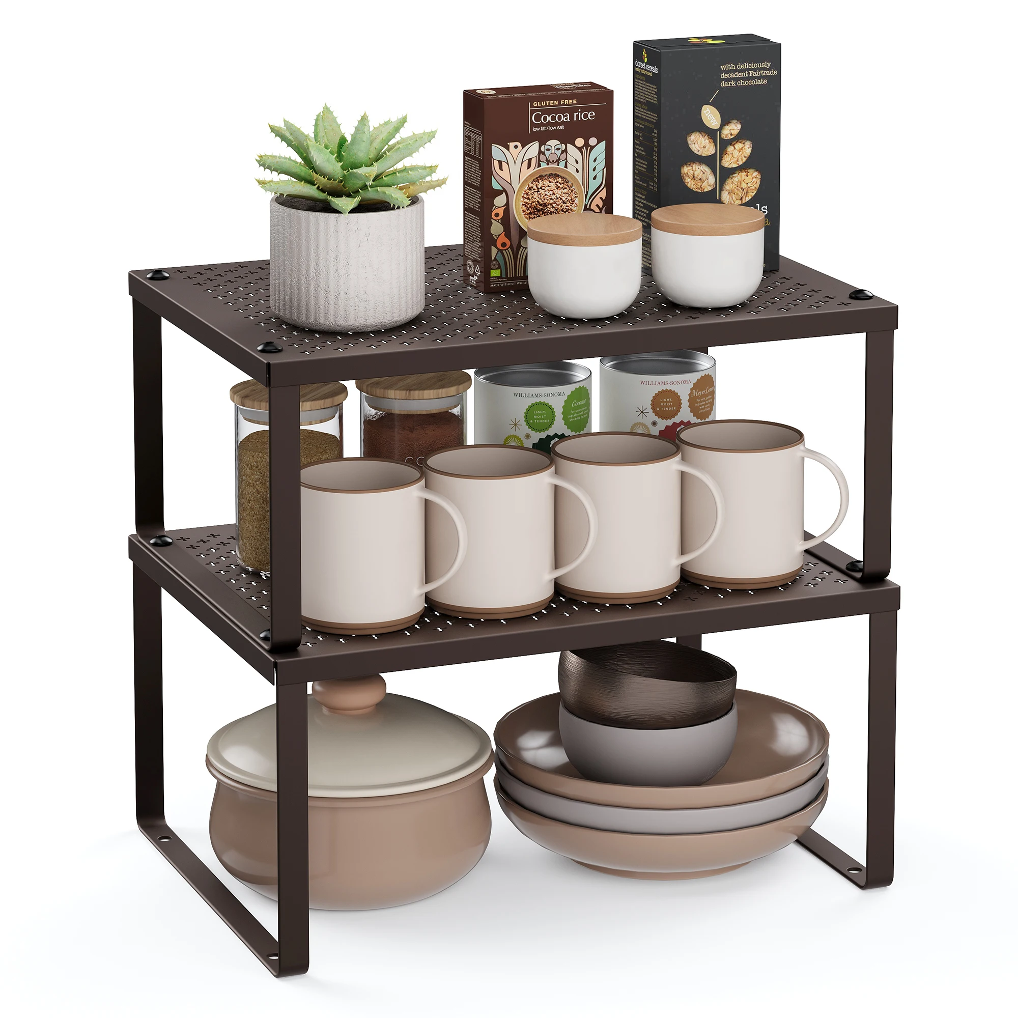 SONGMICS Stackable & Expandable Spice Rack Organizer – Cabinet & Countertop Shelf Riser
