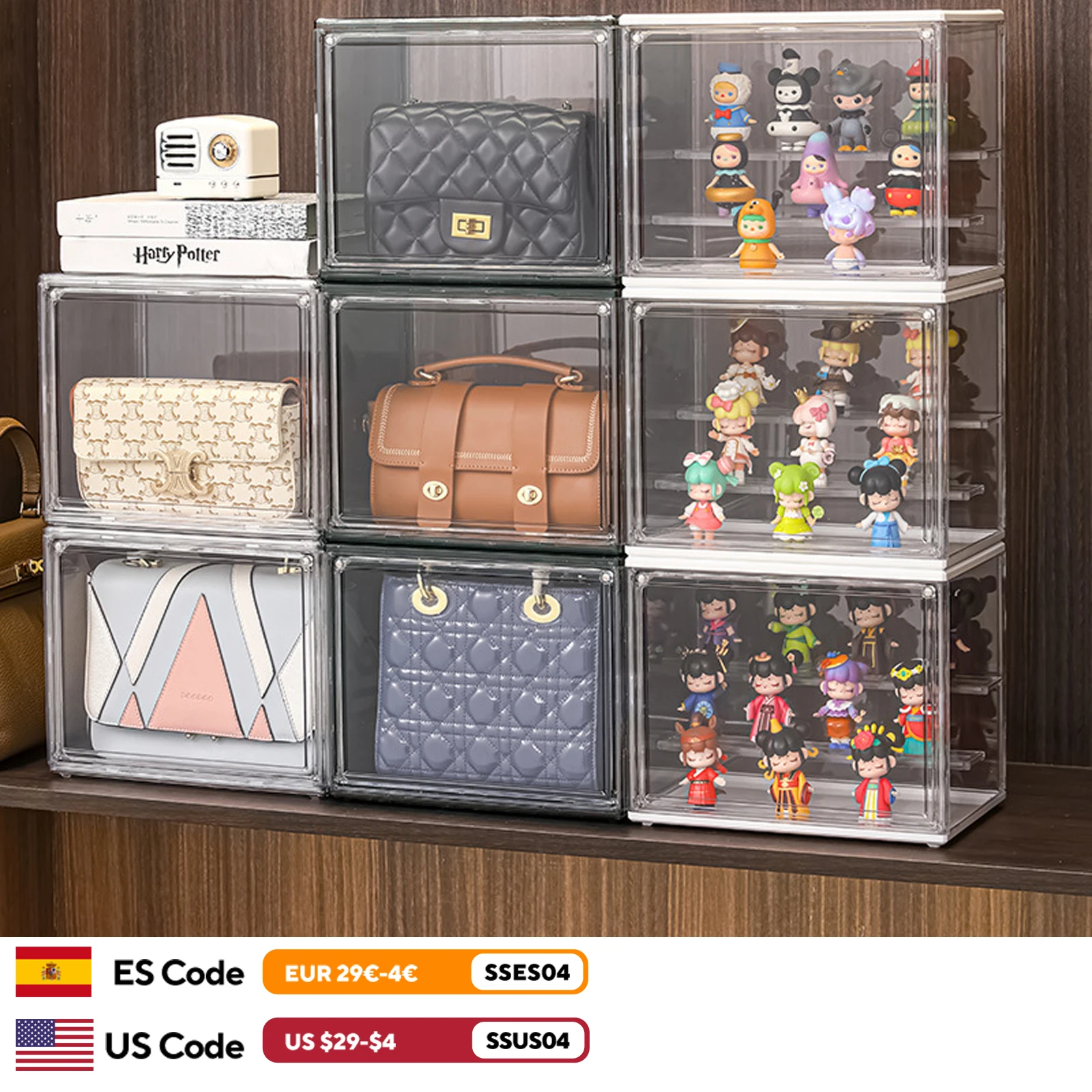Stackable Clear Display Box – Dustproof Plastic Storage Bin with Interlayers