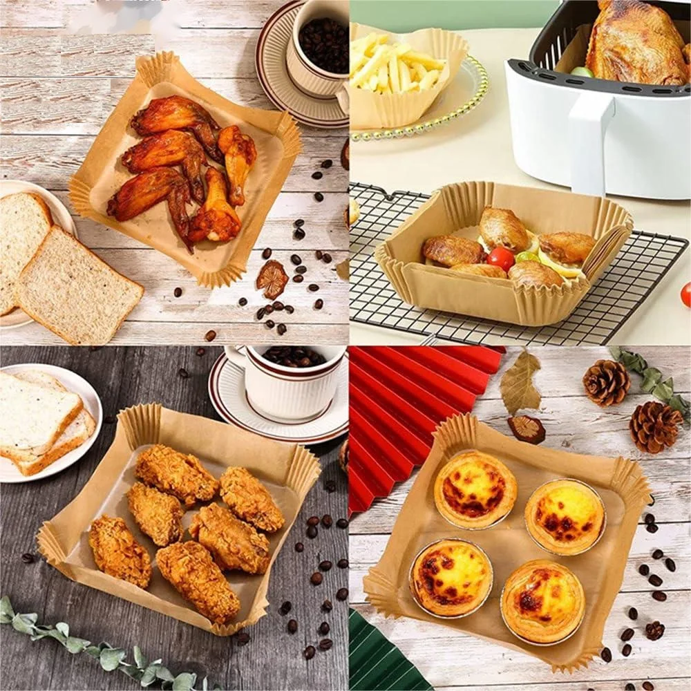 50/100PCS Disposable Non-Stick Air Fryer Paper Liners – Oil-Proof Baking Parchment Sheets - Image 6