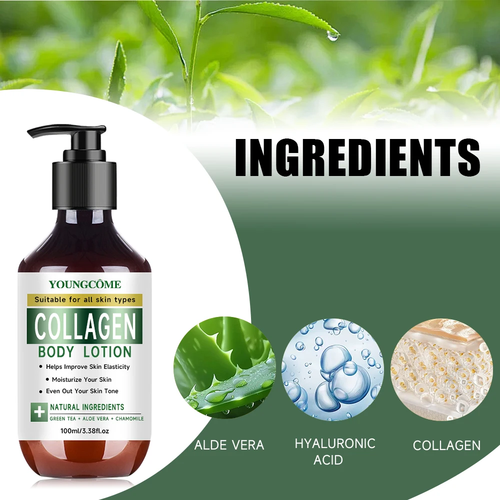 100ml Collagen Body & Face Cream – Hydrating, Soothing with Green Tea & Aloe Vera - Image 2