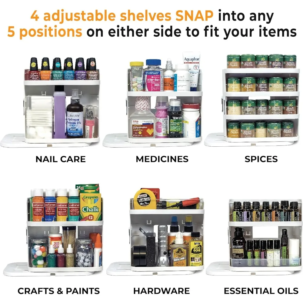 Spice Rack Organizer for Cabinet – Slide & Rotate with 3 Adjustable Snap-In Shelves, 5-Tier Storage - Image 6