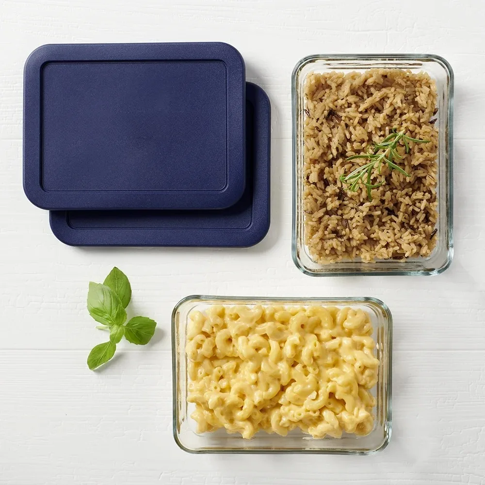 Pyrex 3-Cup Rectangular Glass Storage Containers with BPA-Free Lids, Set of 2 - Image 3
