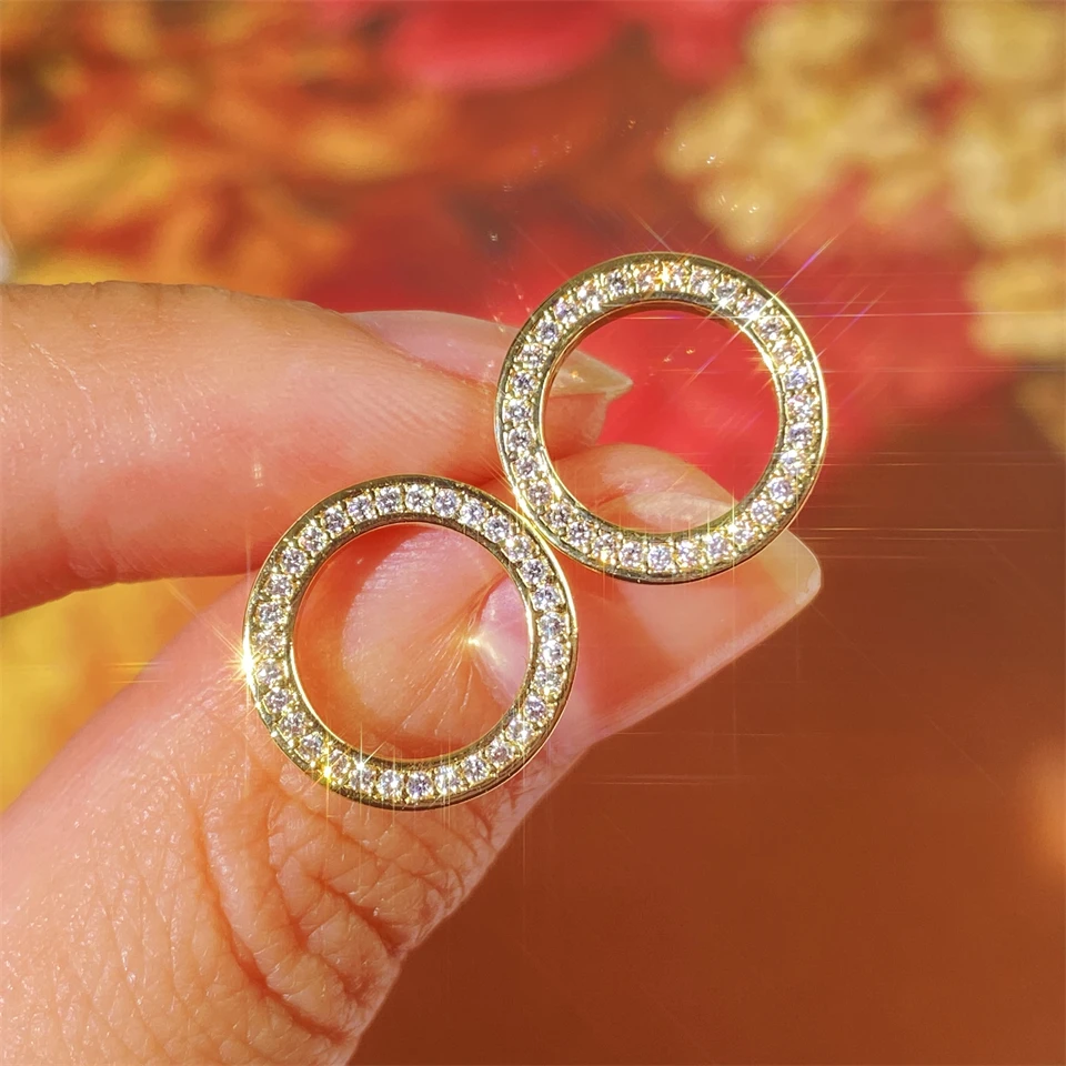 18K Gold Zircon Inlaid Hollow Stud Earrings – Fashion Jewelry for Women & Couples - Image 4
